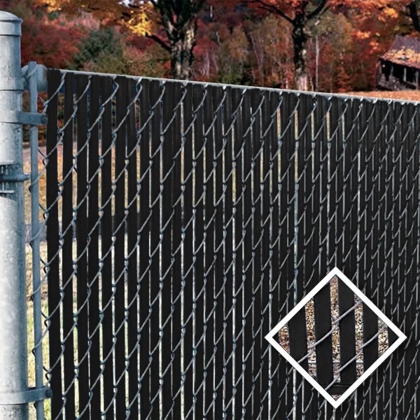 PDS 10' Chain Link Fence Bottom Locking Privacy Slats (Black, 1-3/4 Inch) 