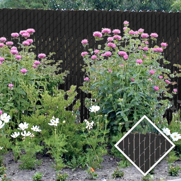 PDS 7' Chain Link Fence Feather Lock Privacy Slats (Black, 2 Inch)
