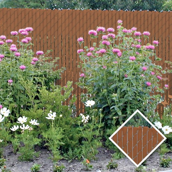 PDS 3' Chain Link Fence Feather Lock Privacy Slats (Brown, 2 Inch)