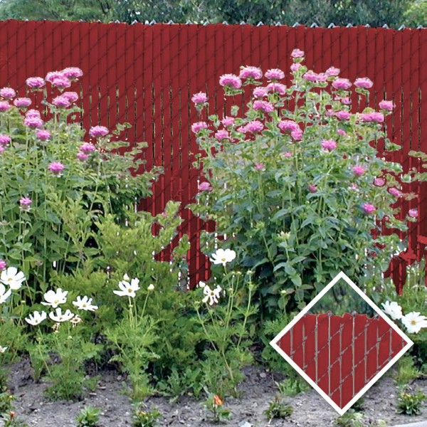 PDS 3' Chain Link Fence Feather Lock Privacy Slats (Redwood, 2 Inch)
