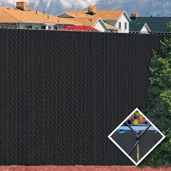 PDS 3.5' Chain Link Fence Winged Slat Privacy Slats (Black)