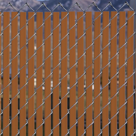 PDS 4' Chain Link Fence Bottom Locking Privacy Slats (Brown, 2 Inch)