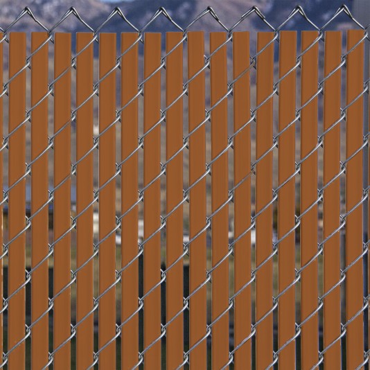 PDS 3.5' Chain Link Fence Bottom Locking Privacy Slats (Brown, 2 Inch)