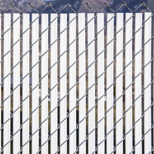 PDS 6' Chain Link Fence Bottom Locking Privacy Slats (White, 2 Inch)