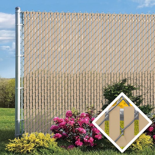 PDS 5' Chain Link Fence Top Locking Privacy Slats (Beige, 2 Inch)