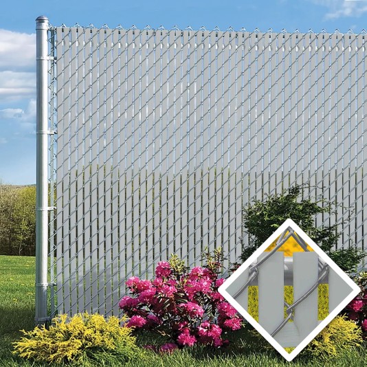 PDS 5' Chain Link Fence Top Locking Privacy Slats (Gray, 2 Inch)