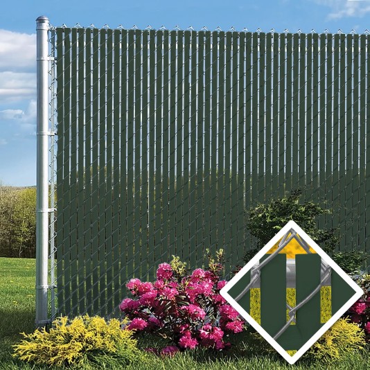 PDS 3.5' Chain Link Fence Top Locking Privacy Slats (Green, 2 Inch)