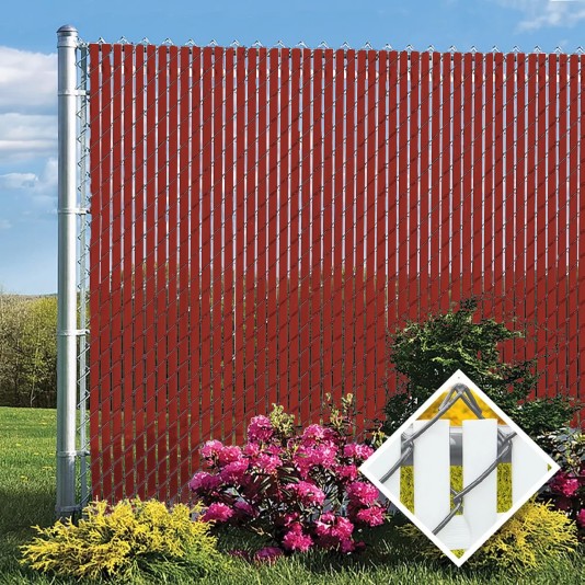PDS 3' Chain Link Fence Top Locking Privacy Slats (Redwood, 2 Inch)